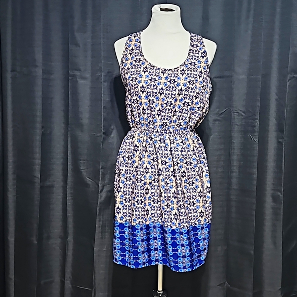 Lightweight floral printed polyester tank dress